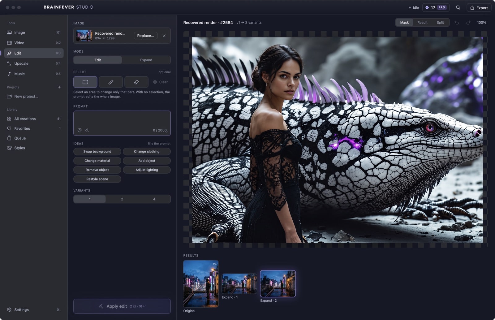 The Edit tool with a photo loaded and the selection tools